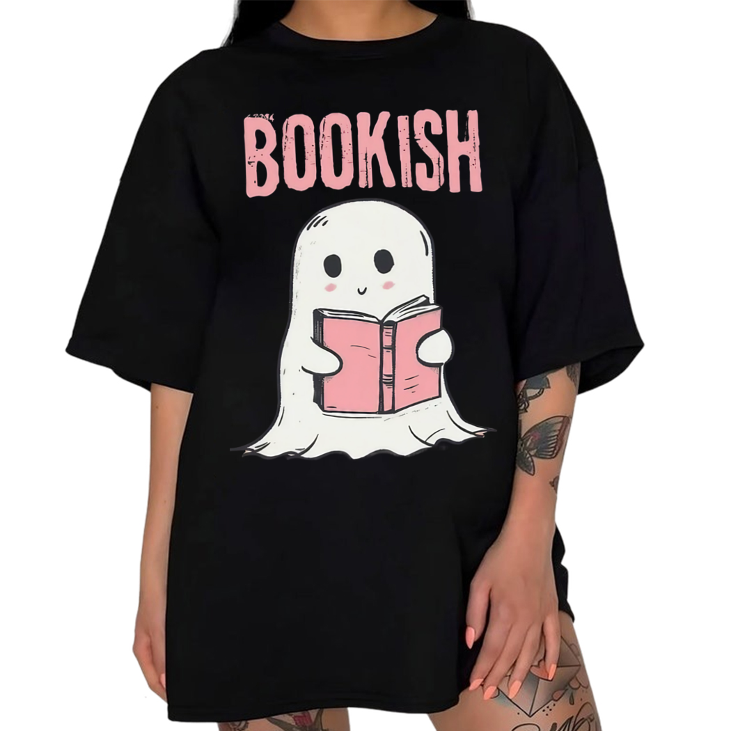 Bookish Ghost Shirt,Ghost Reading Book Shirt,Cute Reading Tee,Book Nerd Tee ,Cute Ghost Book Shirt