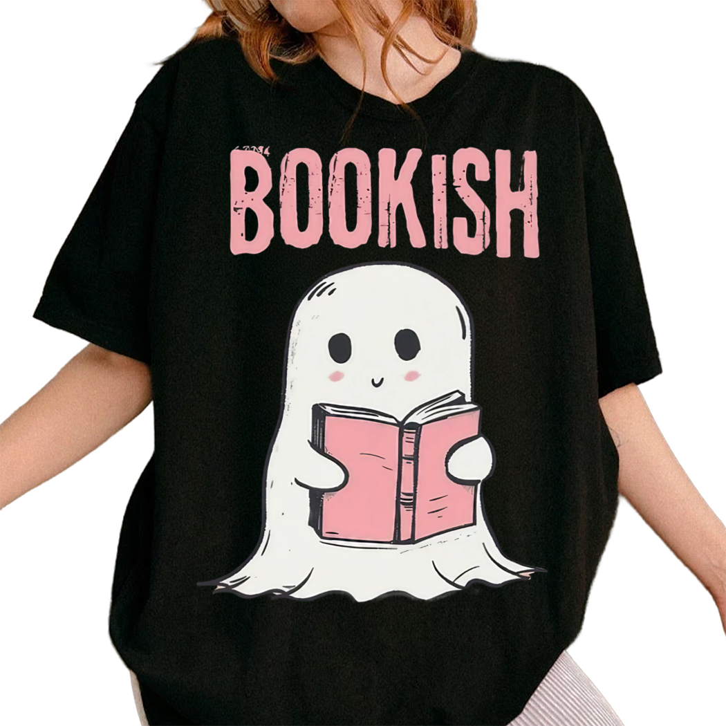 Bookish Ghost Shirt,Ghost Reading Book Shirt,Cute Reading Tee,Book Nerd Tee ,Cute Ghost Book Shirt