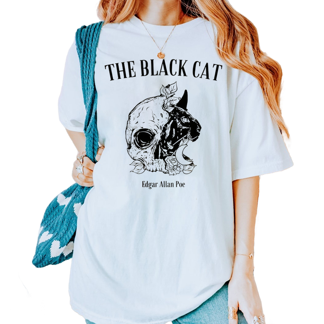 Edgar Allan Poe Black Cat Dark Academia Bookish Shirt, Acotar Merch Tshirt, Reader Gift