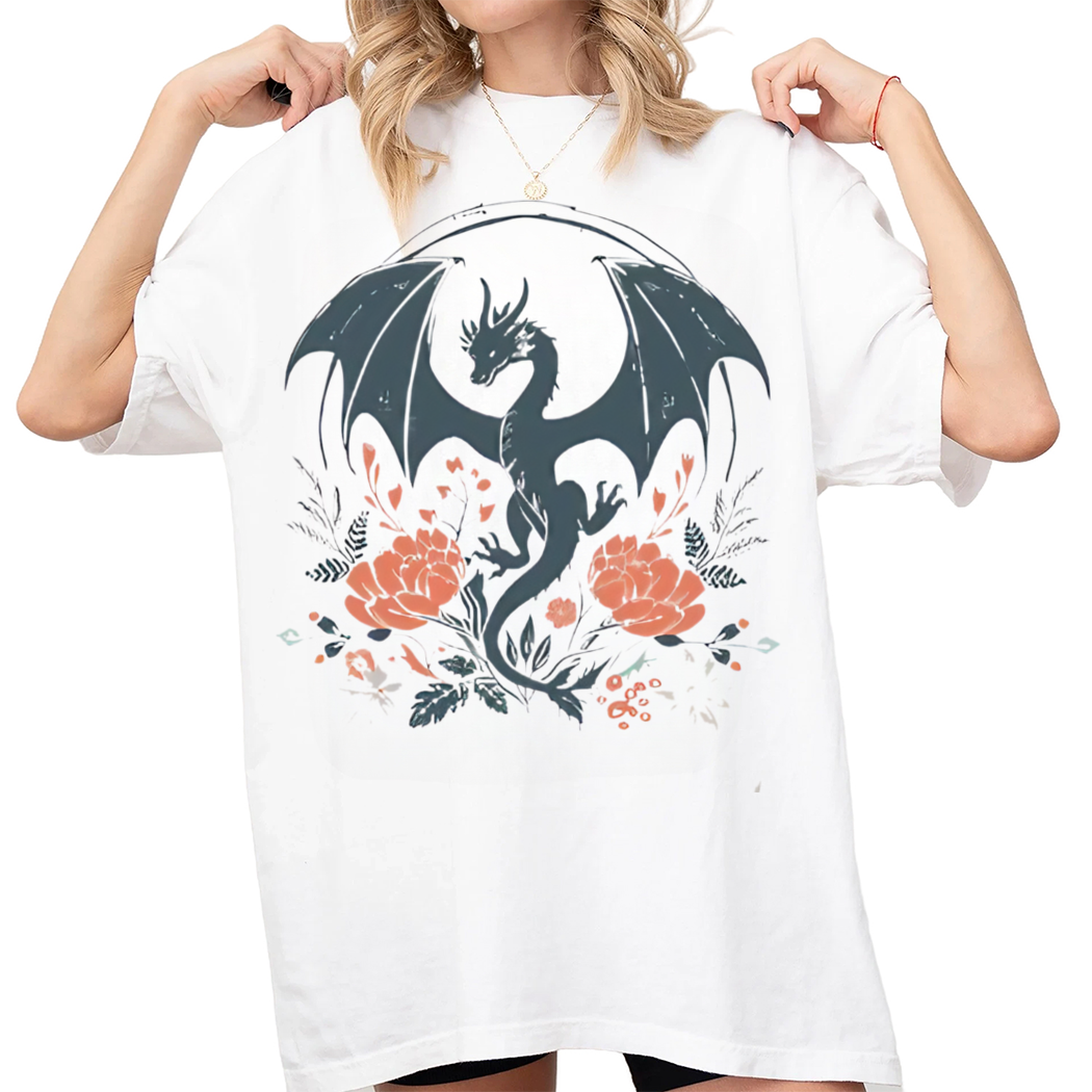 Abraxos Flower Shirt, Fantasy Dragon Bookish Shirt, Boho Wildflowers Cottagecore Shirt, Fantasy Book Lover Shirt, SJM Merch