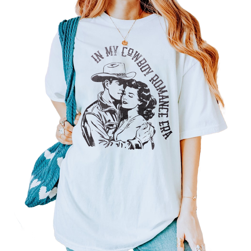 In My Cowboy Romance Era Shirt, Western Book Lover TShirt Collection Bookish Cowboy Romance Era Tee