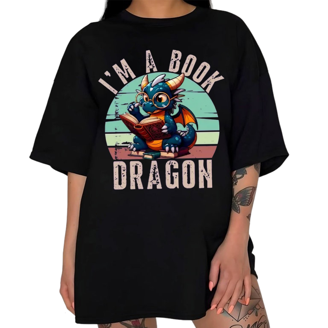 Book Dragon Reading Books Funny Book Reader Birthday Gift For Bookish Shirt