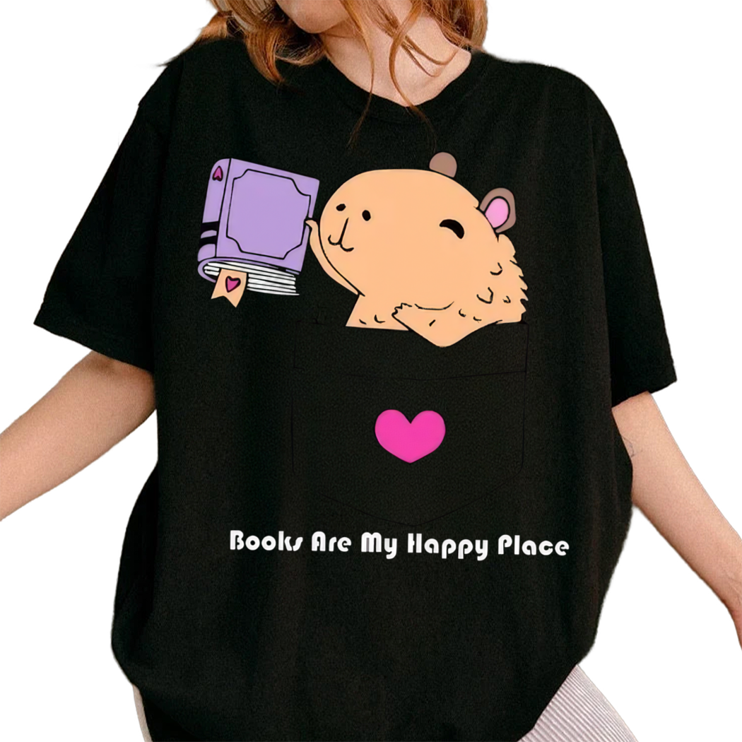 Books Are My Happy Place Shirt Reading Book Shirt, Girly Bookish Shirt, Retro Reading Shirt