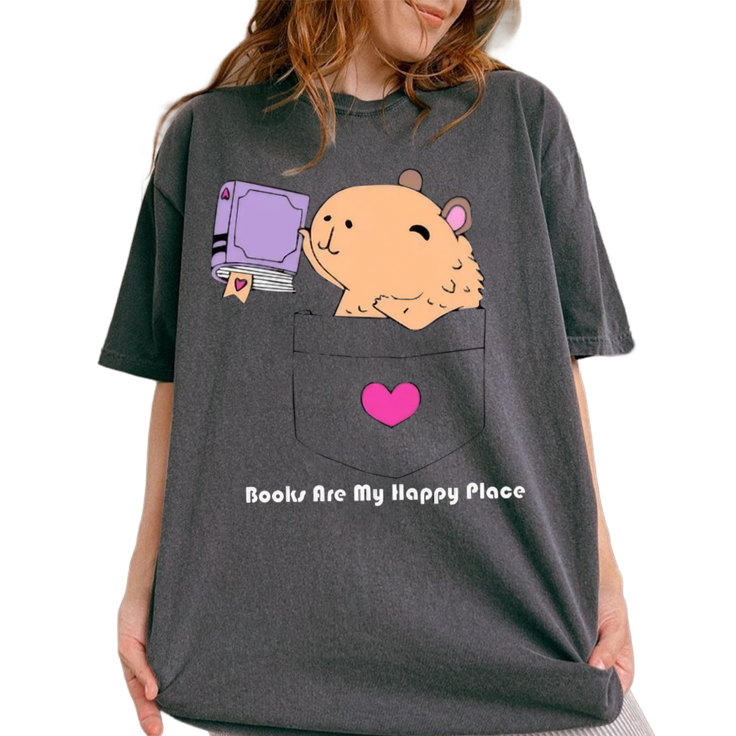 Books Are My Happy Place Shirt Reading Book Shirt, Girly Bookish Shirt, Retro Reading Shirt