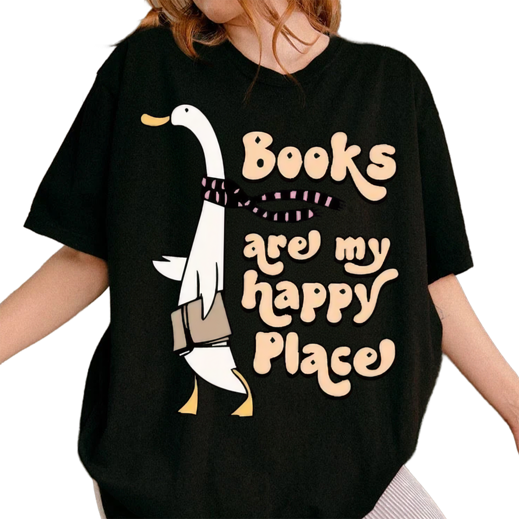 Duck Books Are My Happy Place Shirt, Gift For Book Lovers, Bookish Gift for Her