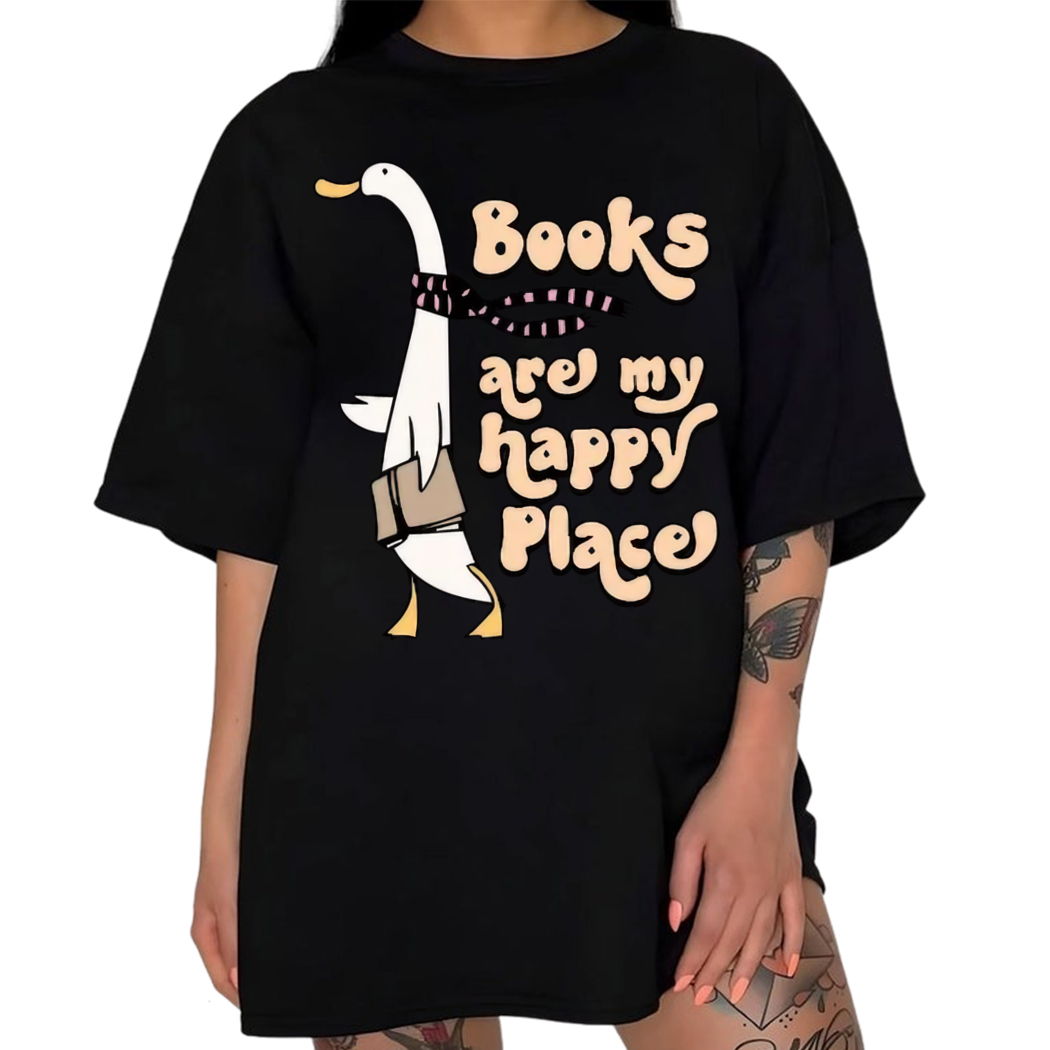 Duck Books Are My Happy Place Shirt, Gift For Book Lovers, Bookish Gift for Her