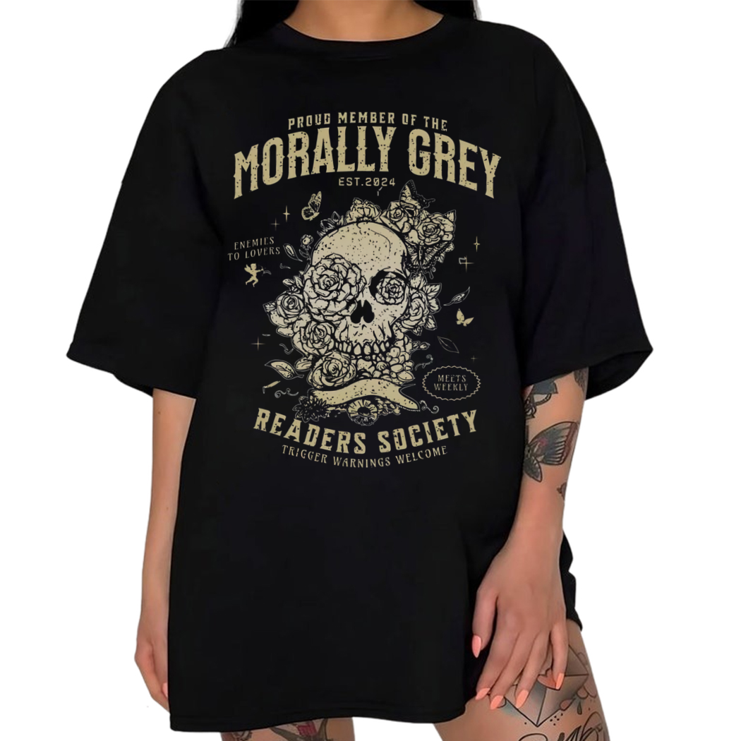 Morally Grey Reader Society Shirt, Dark Romance Readers Vintage Reading Shirt for Women Gift for Book Lover Bookish Gift