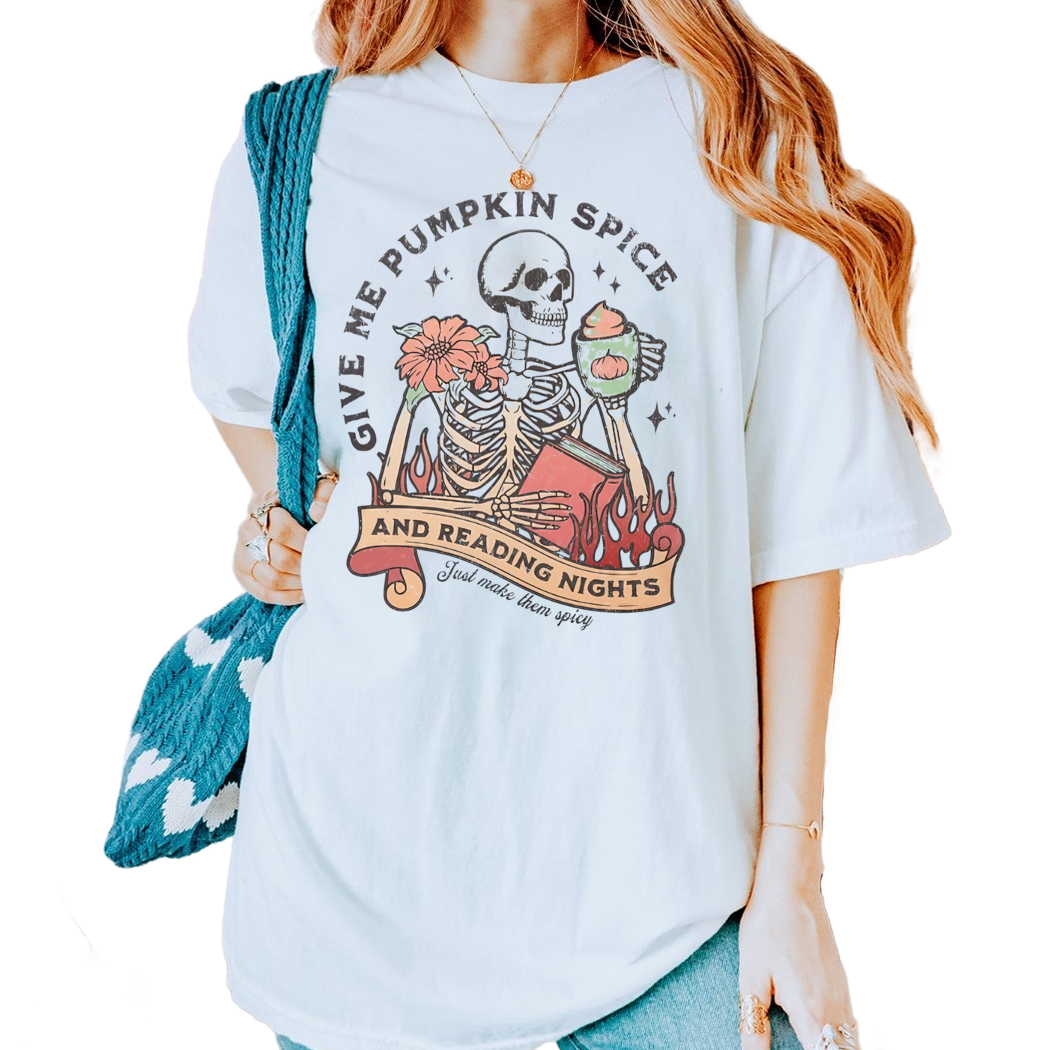 Pumpkin Spice Bookish Shirt Smut Reader Funny Autumn Book Lover Spicy Romance Shirt Fall Reading Season Merch for Bookish