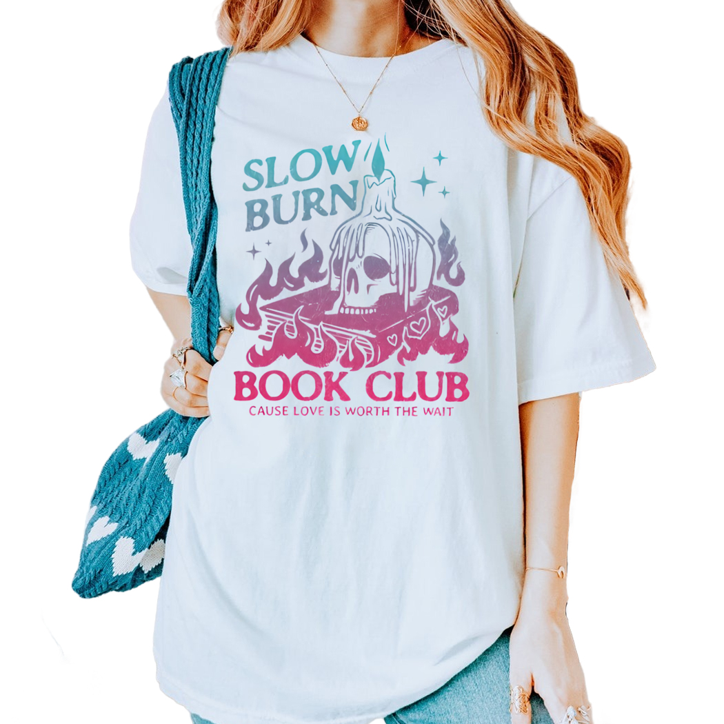 Slow Burn Book Club Retro Shirt for Romance Reader Funny Bookish Shirt for Book Lover Slow Burn Graphic Tee for Smut Reader