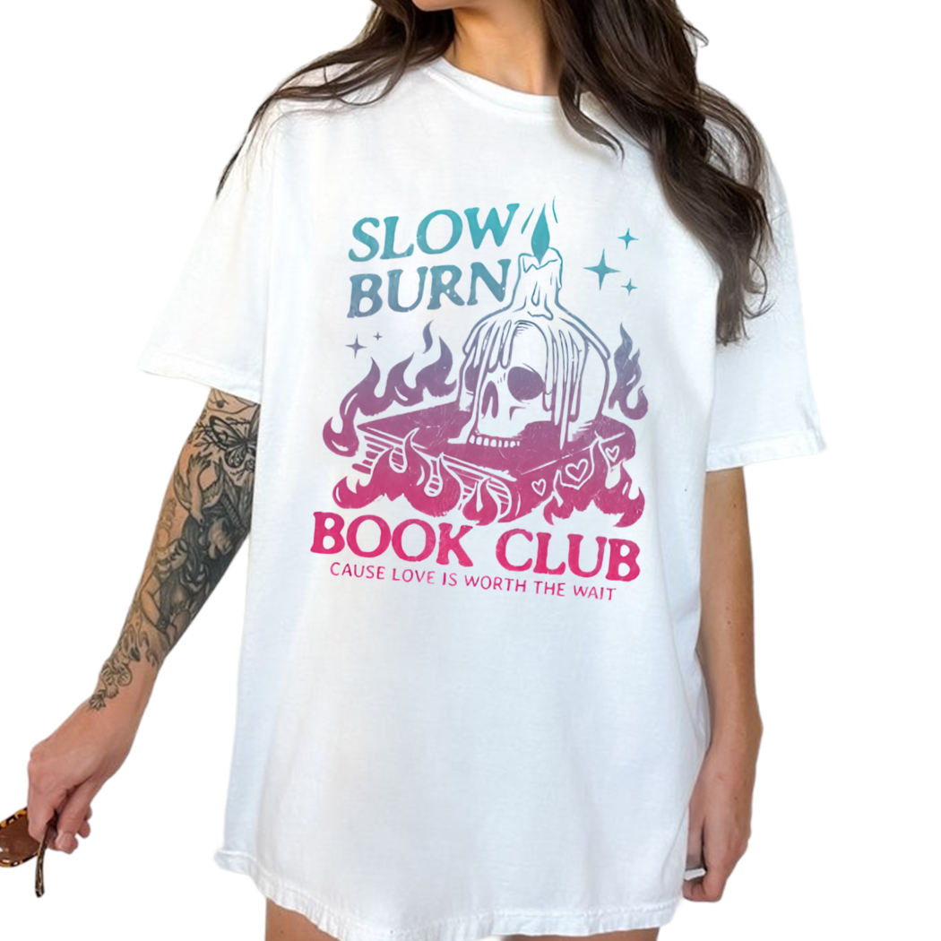 Slow Burn Book Club Retro Shirt for Romance Reader Funny Bookish Shirt for Book Lover Slow Burn Graphic Tee for Smut Reader