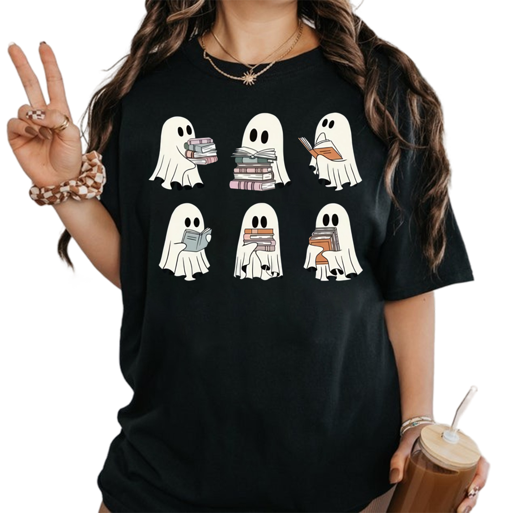 Funny Ghost Reading Shirt, Bookish Halloween Shirt - Gift for Librarian