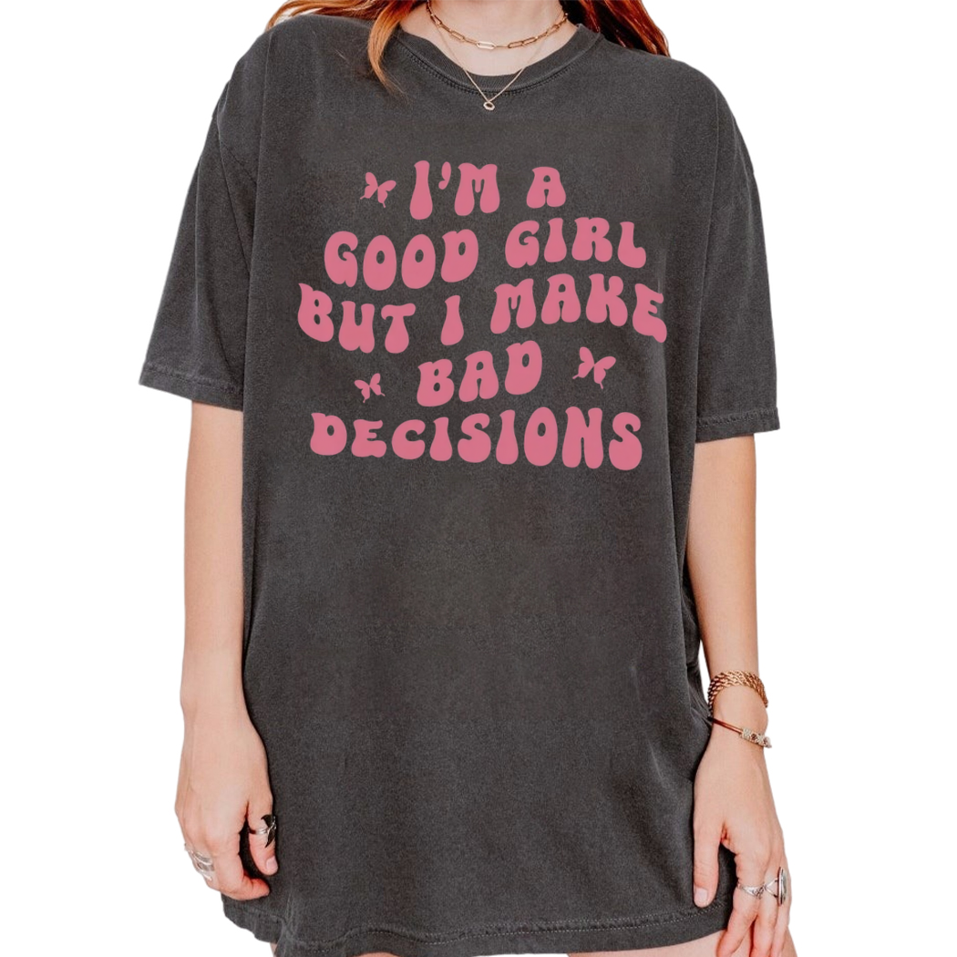 Good Girl Bad Decisions Shirt, Spicy Book Lover Gift, Retro Bookish Booktok Hot Girl Summer Tee