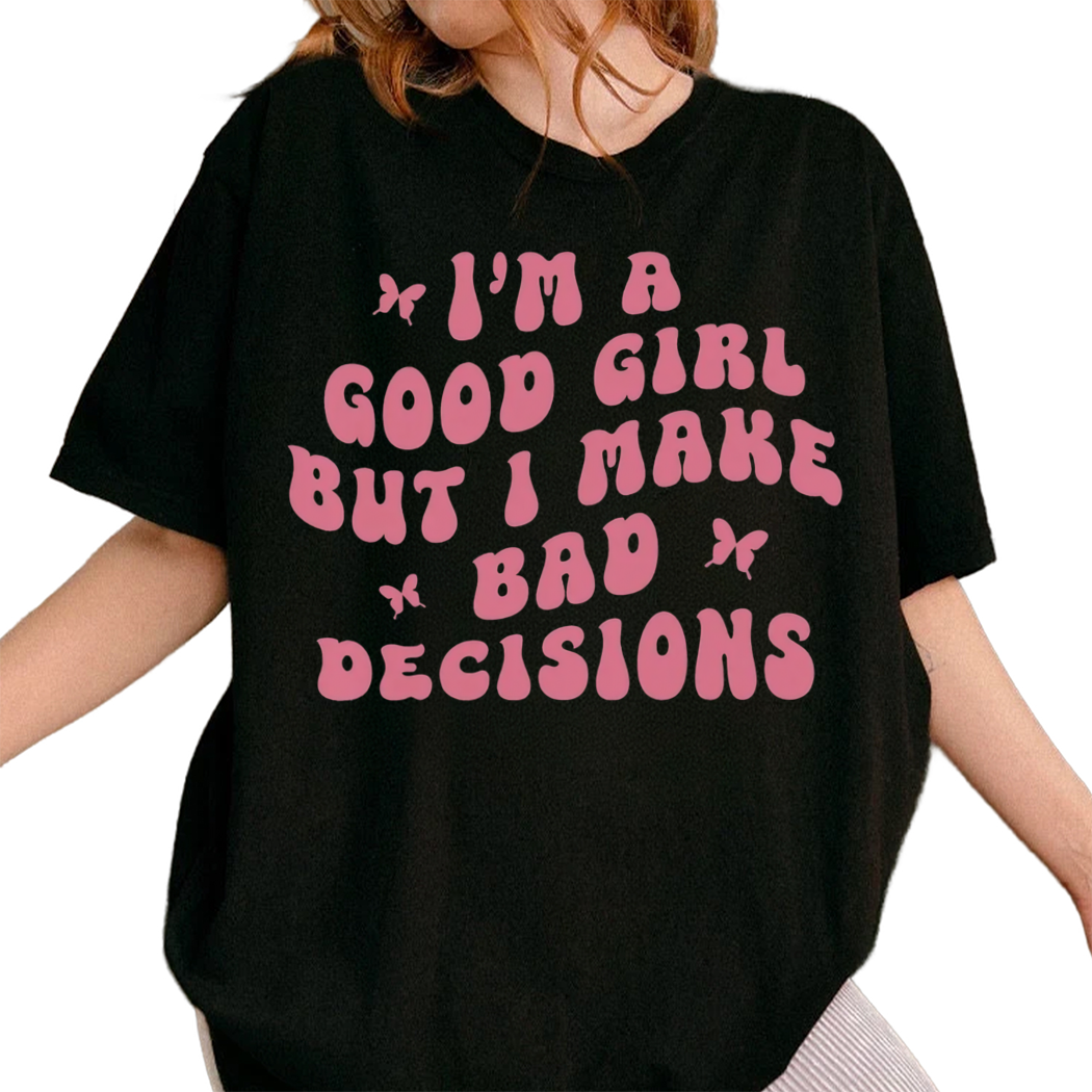 Good Girl Bad Decisions Shirt, Spicy Book Lover Gift, Retro Bookish Booktok Hot Girl Summer Tee