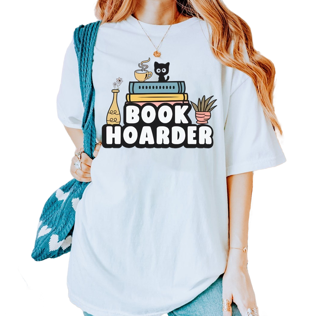 Book Hoarder Shirt, Cat Bookish Shirt, Book Club T-shirt For Cat Lovers