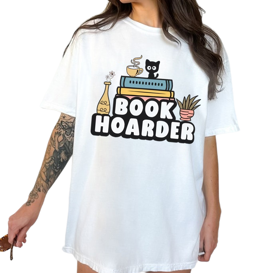 Book Hoarder Shirt, Cat Bookish Shirt, Book Club T-shirt For Cat Lovers