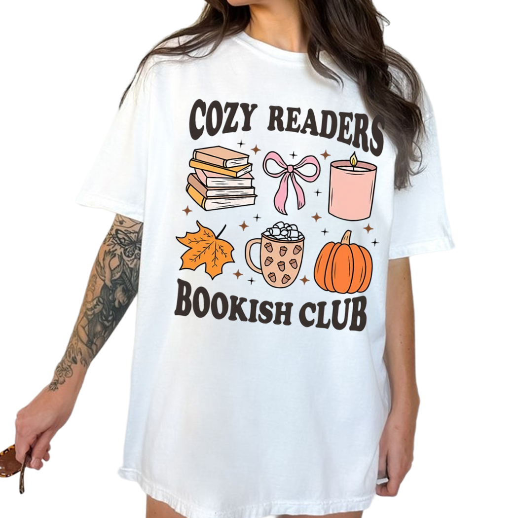 Cozy Readers Bookish Club Shirt, Fall Book Lover Shirt - Coquette Shirt