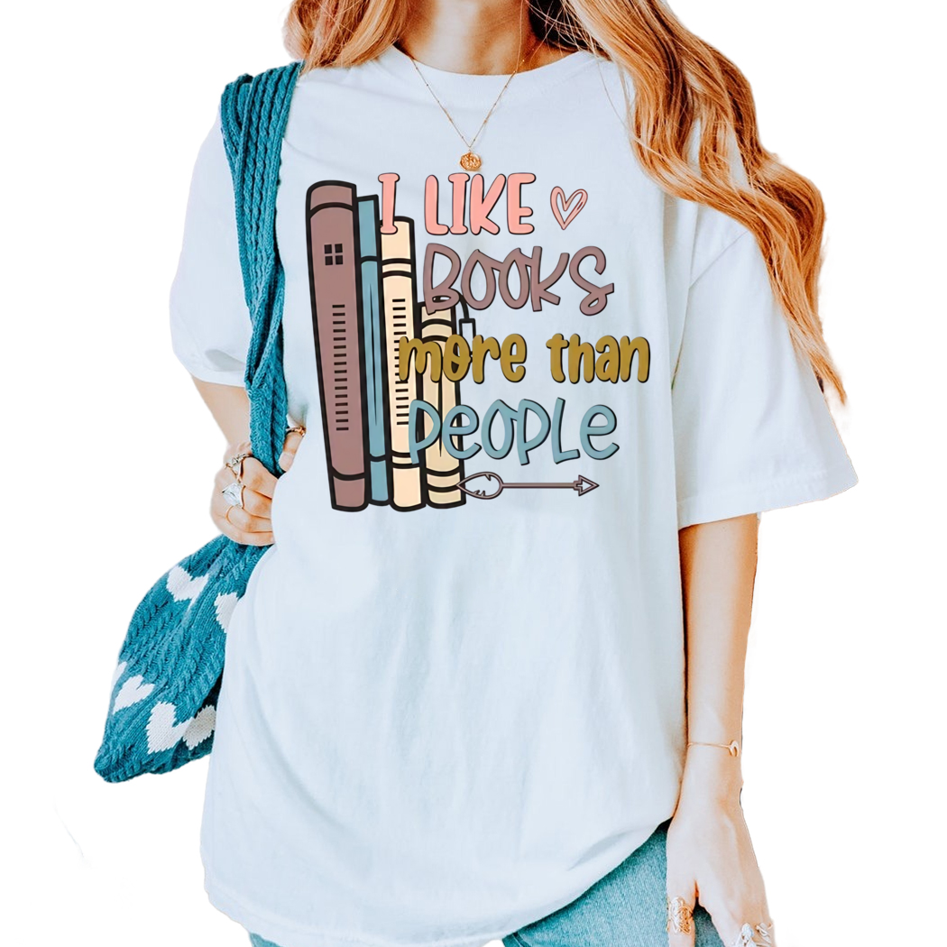 I Like Books More Than I Like People Shirt, Book Librarian Shirt, Book Lover Tee - Retro Aesthetic Art