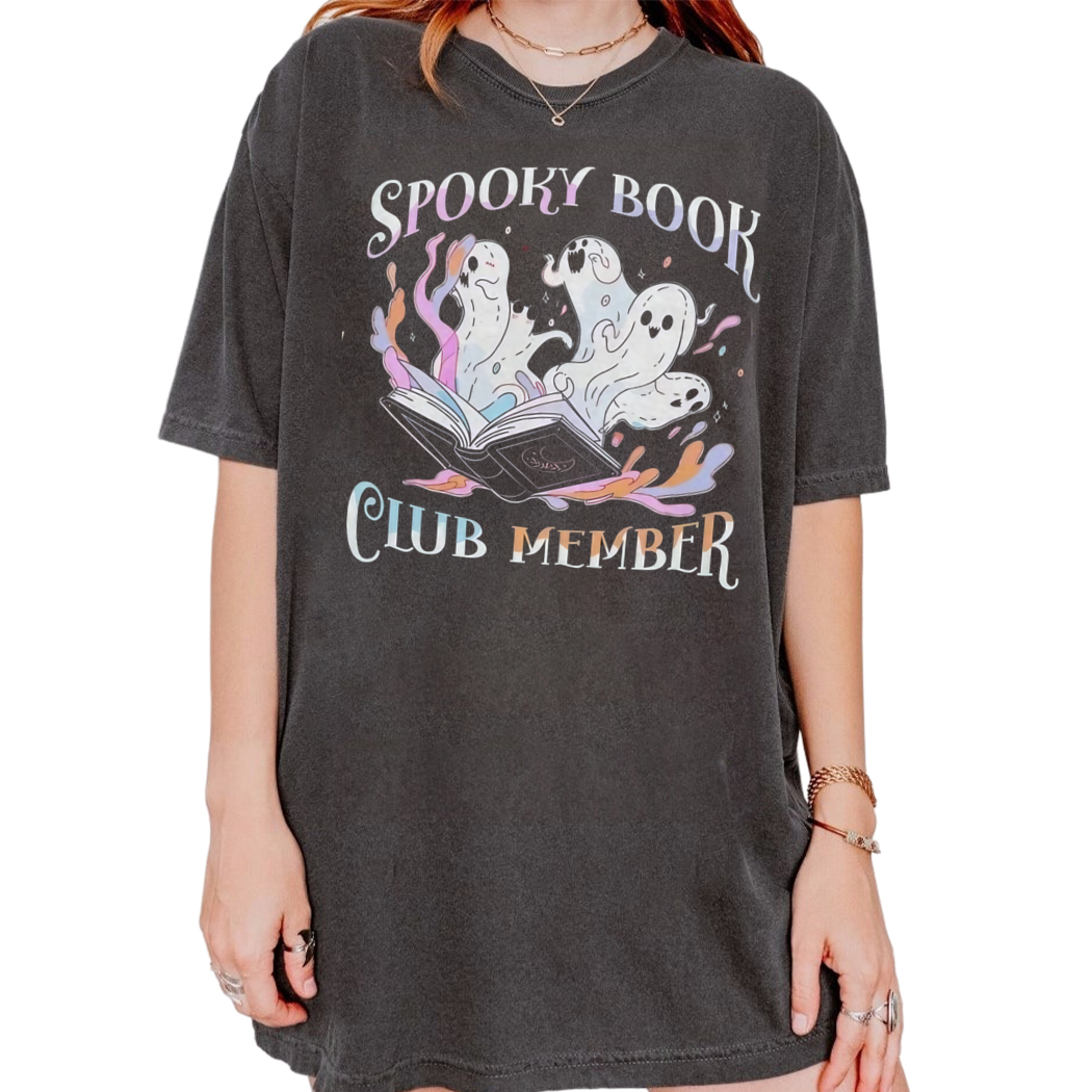 Spooky Book Club Member Trendy Halloween Bookish Ghost Shirt - Book Shirt