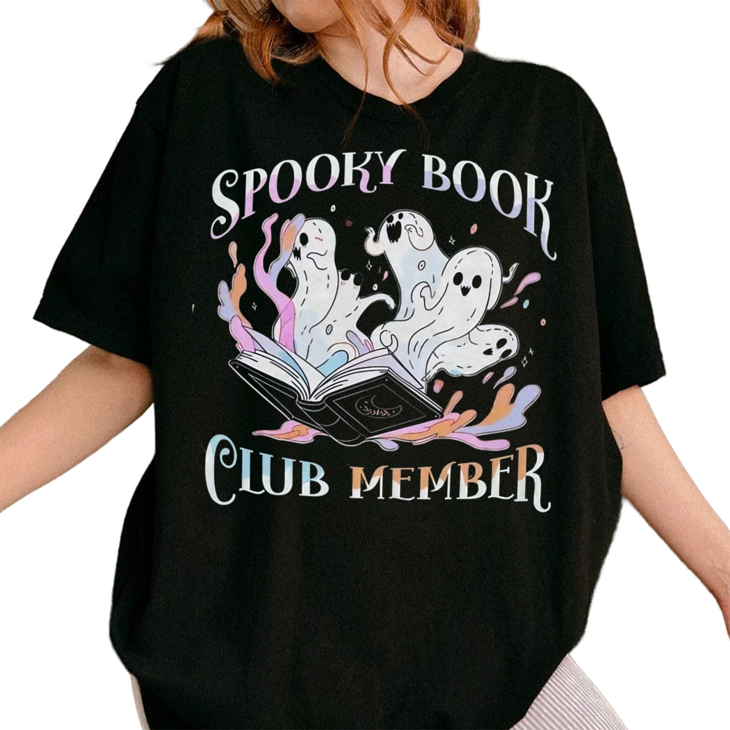 Spooky Book Club Member Trendy Halloween Bookish Ghost Shirt - Book Shirt