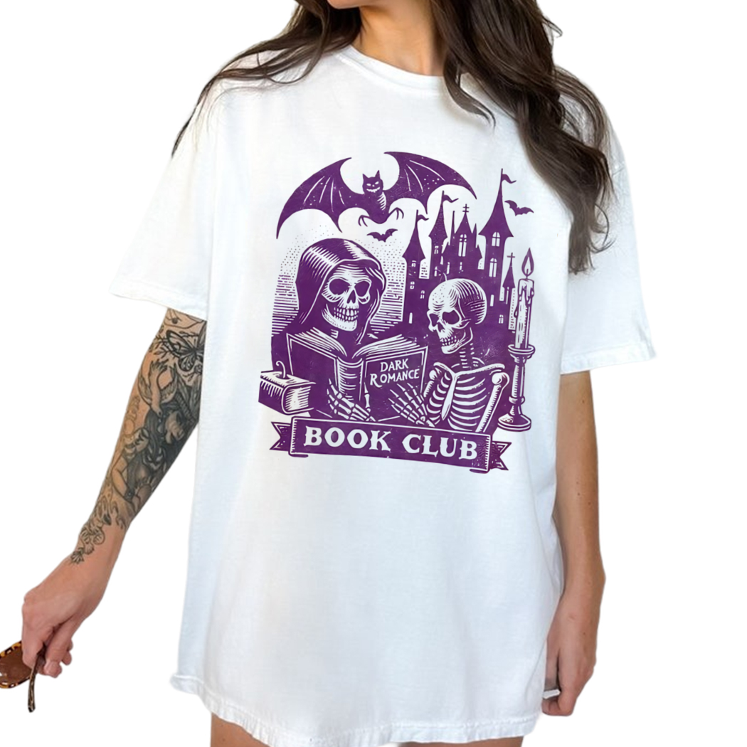 Dark Romance Book Club Graphic Shirt, Horror Book Shirt, Skeleton Shirt