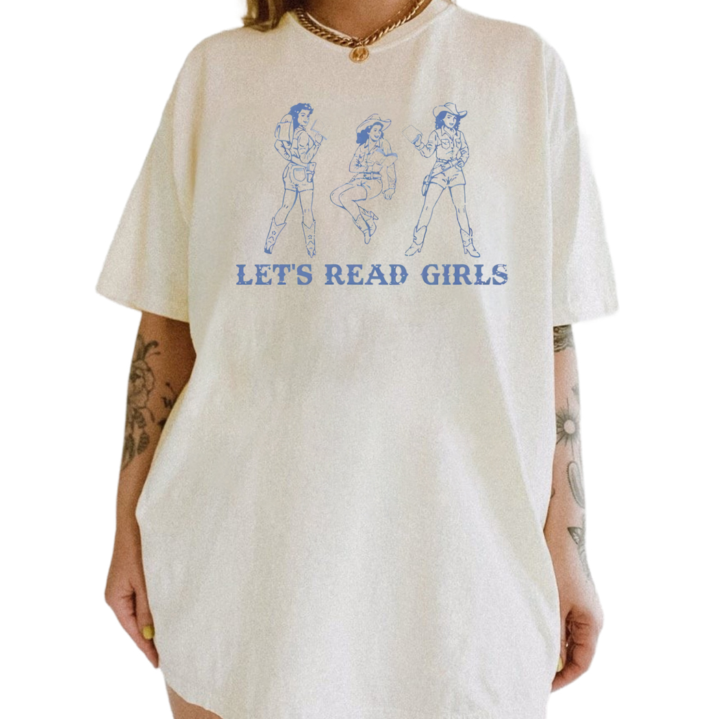 Bookish Cowgirl Shirt, Lets Read Western Book Lover, Book Club Gift for Her