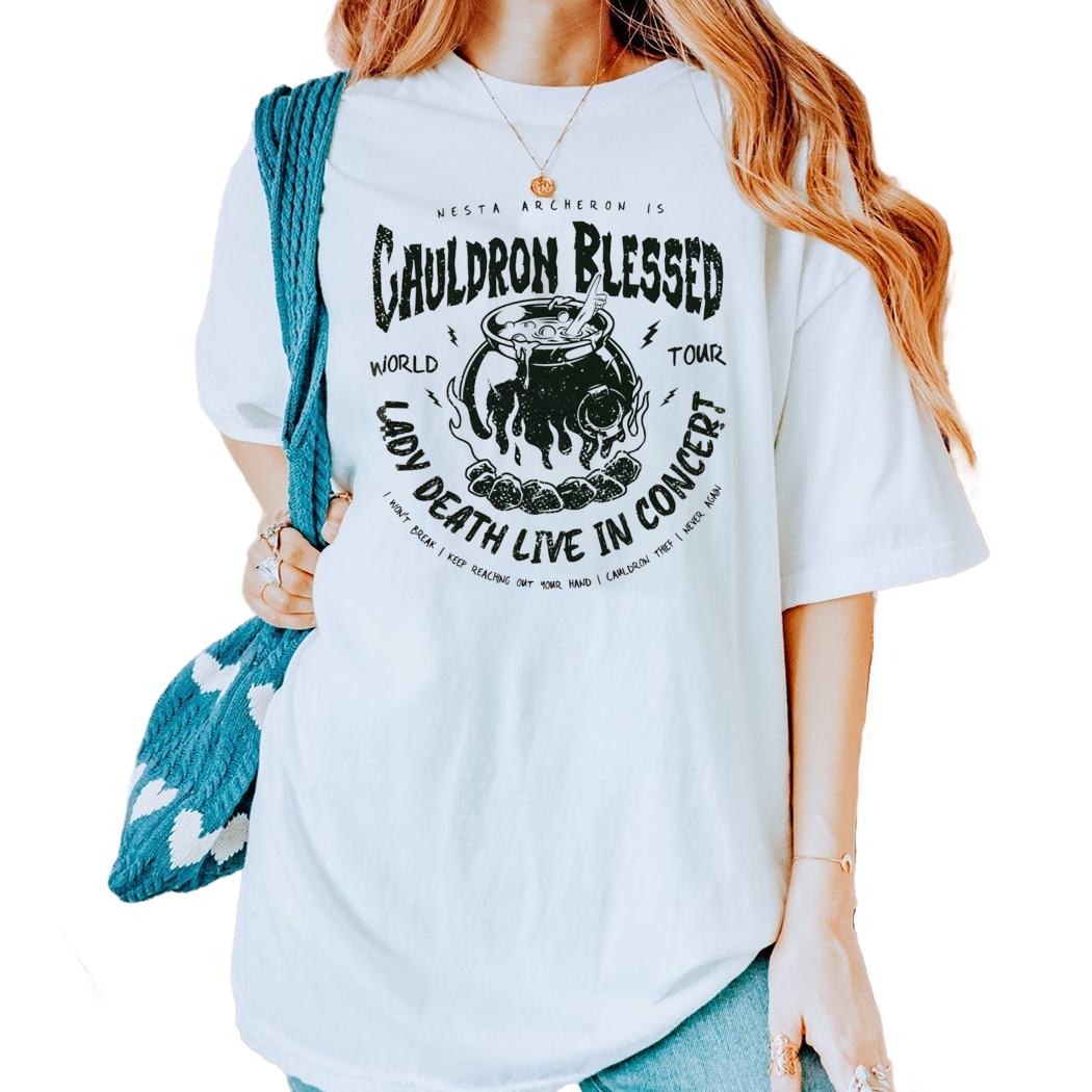 Cauldron Blessed Lady Death Band Shirt, Nesta Archeron ACOTAR Sarah J Maas Velaris Crescent City Shirt