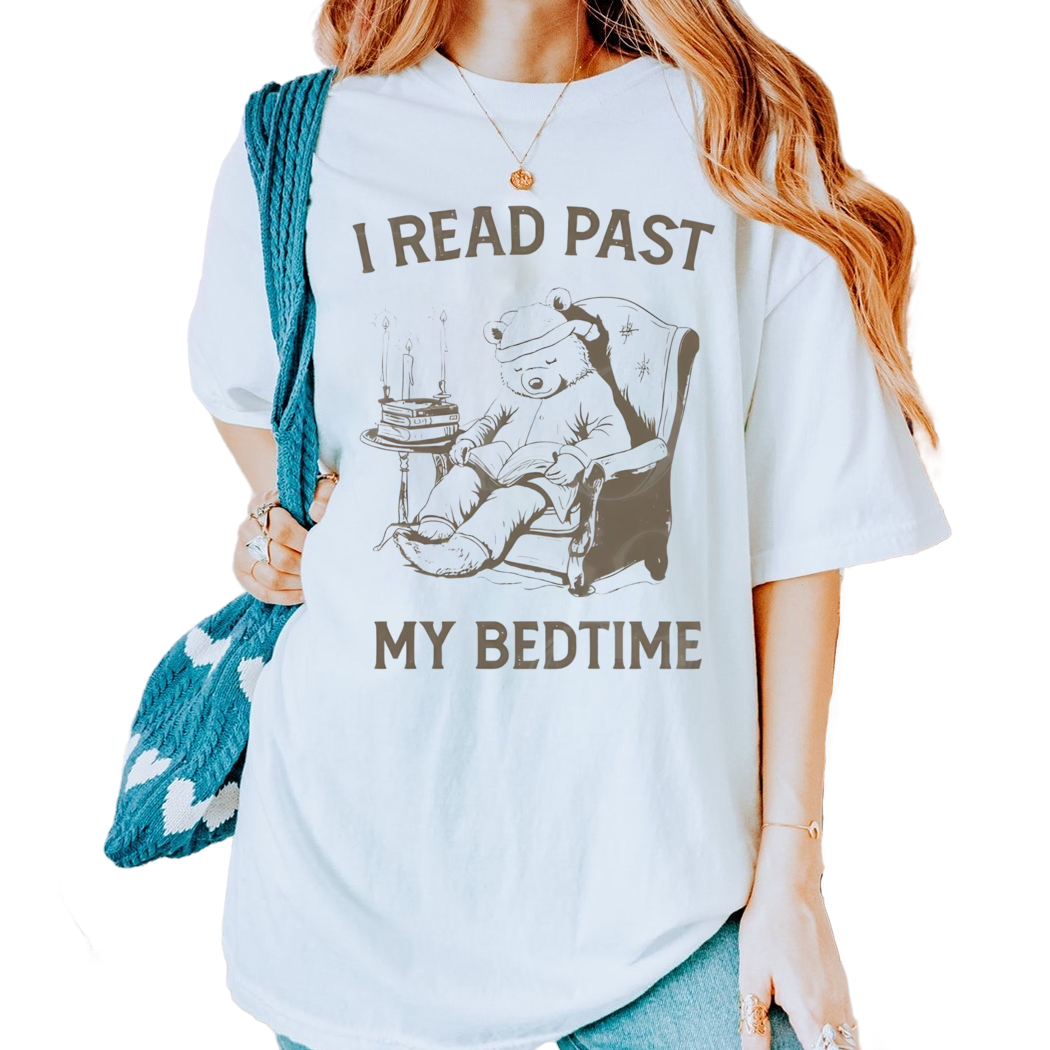 I Read Past My Bedtime Retro T-Shirt, Vintage 90s Gag Unisex Shirt, Cute Bear Graphic Shirt