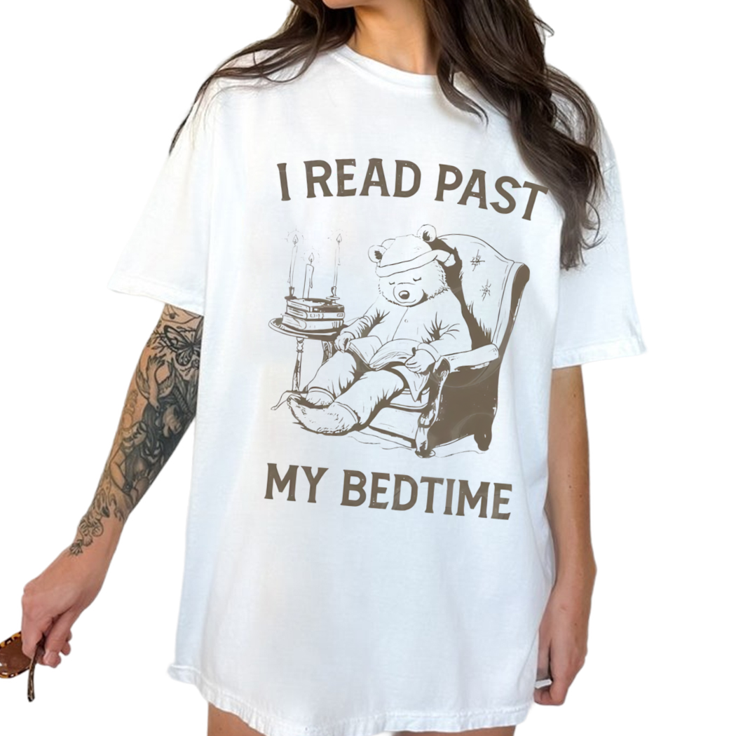 I Read Past My Bedtime Retro T-Shirt, Vintage 90s Gag Unisex Shirt, Cute Bear Graphic Shirt