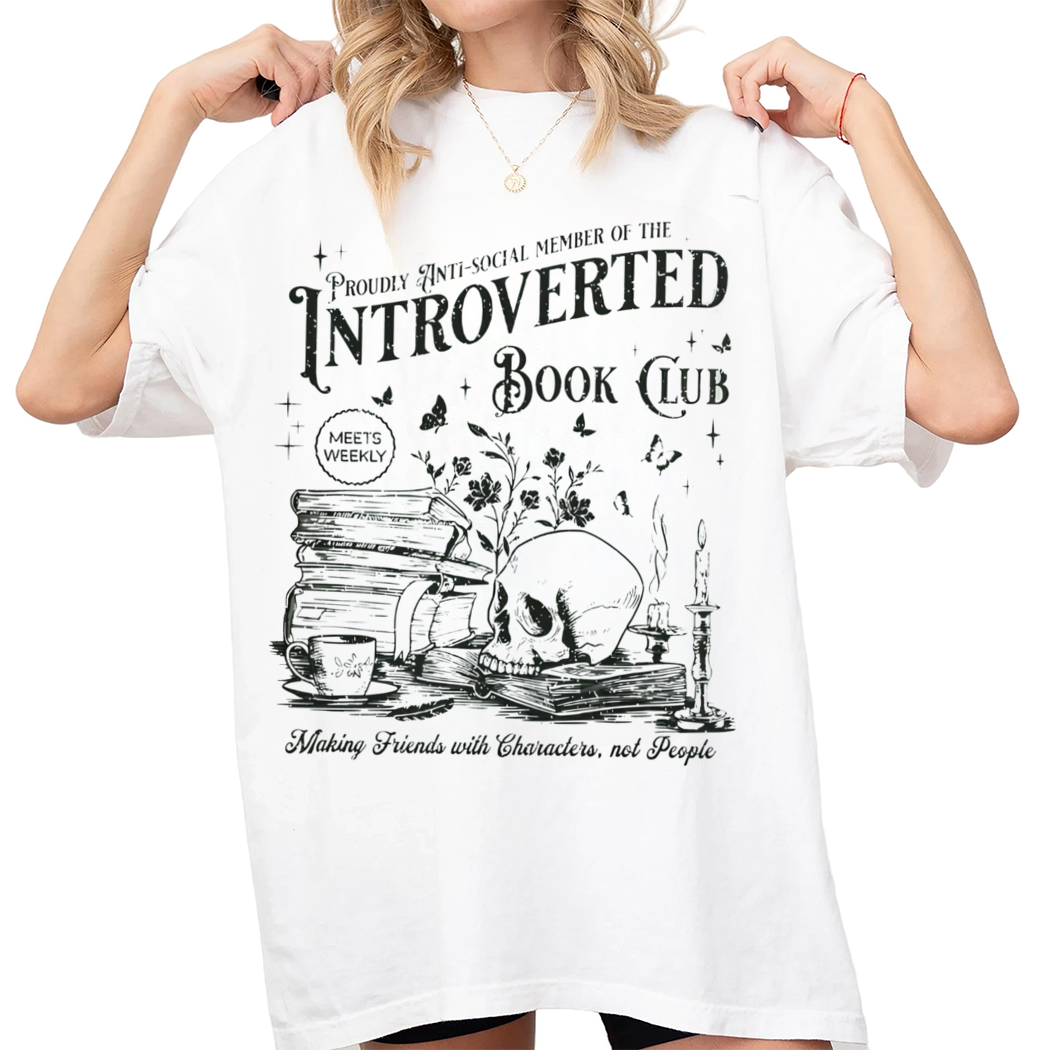 Introverted Book Club Shirt, Vintage Reading Tee Gift for Bookworm & Bibliophiles