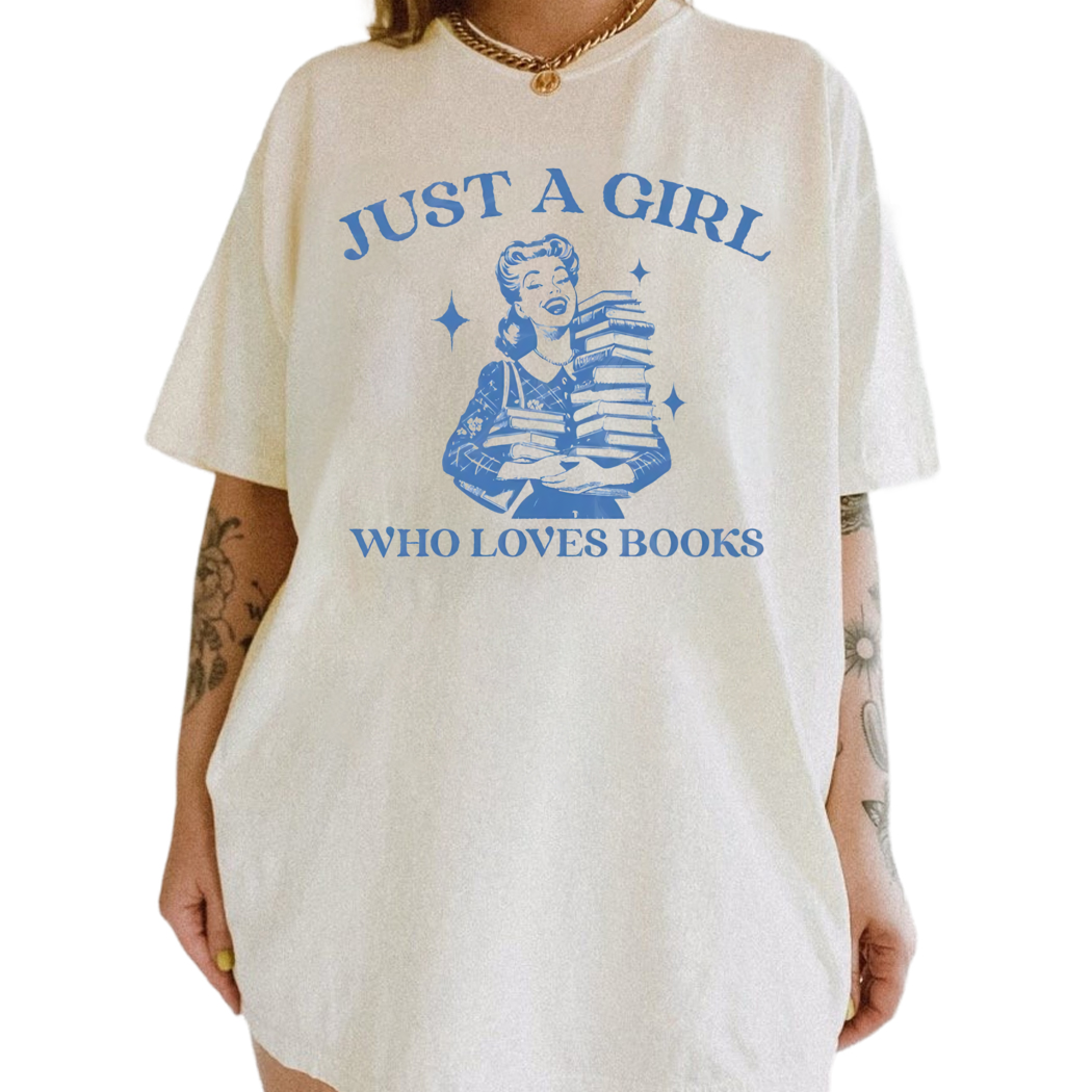 Just A Girl Who Loves Books Retro Tshirt, Vintage 90s Theme Reading Shirt, Nostalgia Tee