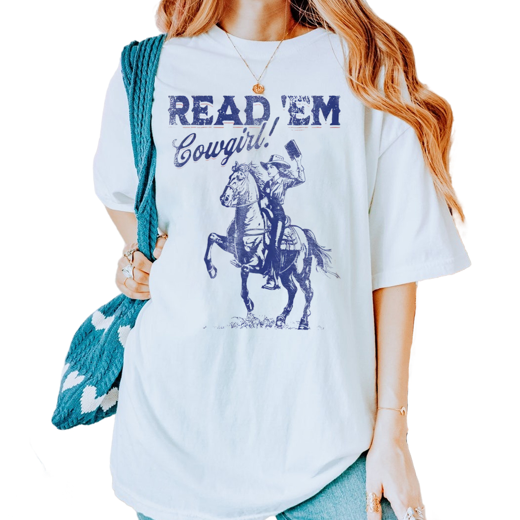 Read Em Cowgirl Shirt, Cowboy Romance Reader Club, Country Bookish Tee