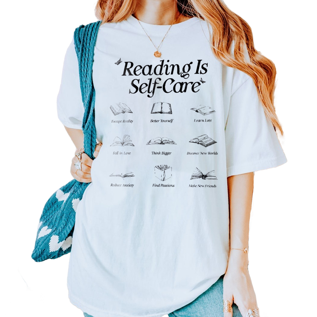 Reading Is Self Care Shirt, Bookish Mental Health Shirt, Book A Day Retro Shirt