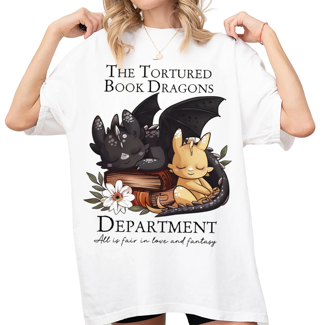 The Tortured Book Dragons Department Shirt, Fantasy Readers Bookish, Reading Shirt for Women