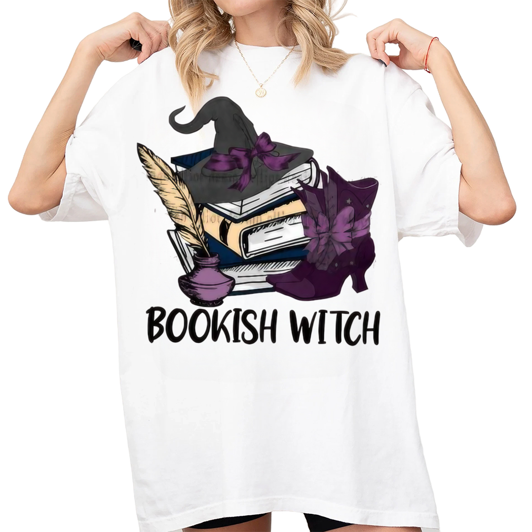 Bookish Witch Graphic Tee, Halloween Shirt