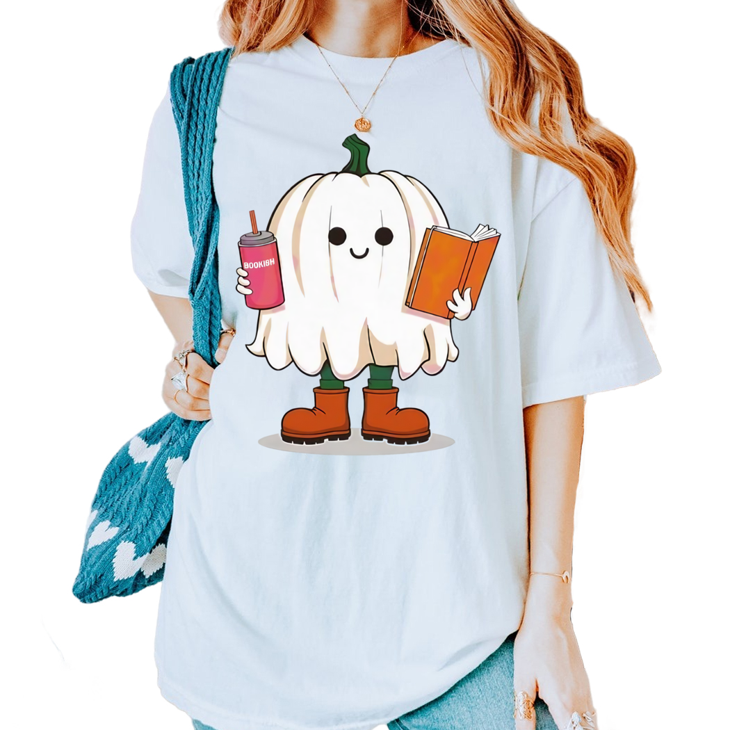 Cute Pumpkin Bookish Ghost Halloween shirt