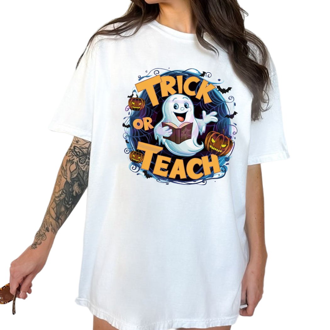 Funny Ghost Trick Or Teach Bookish Shirt