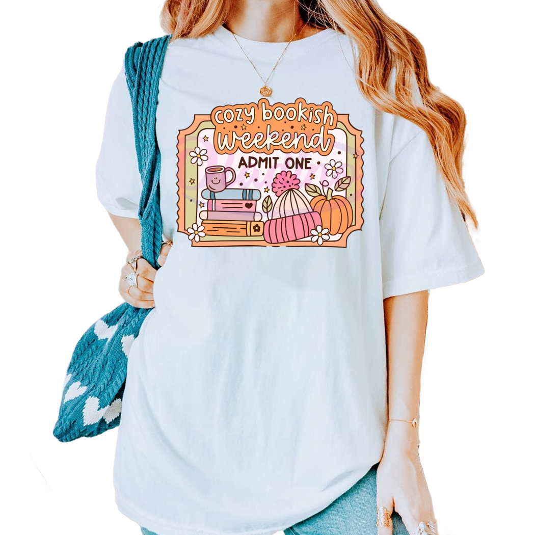 Retro Groovy Cozy Bookish Weekend Shirt