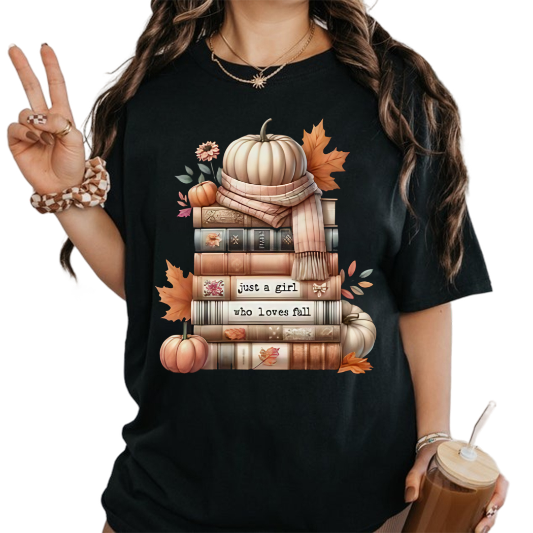 Just a Girl Who Loves Fall Shirt, Bookish Graphic Tee, Halloween Shirt