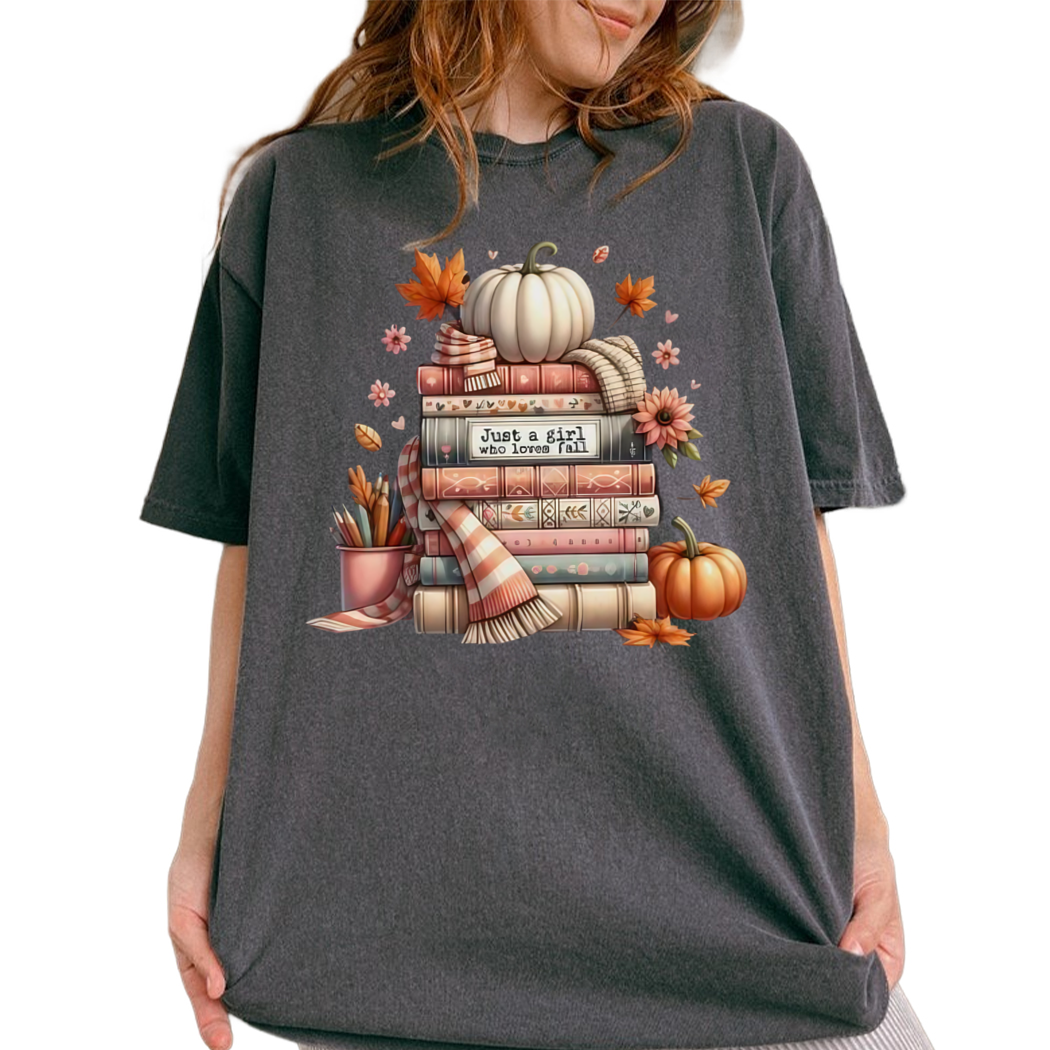 Just a Girl Who Loves Fall Tee, Bookish Shirt Gift