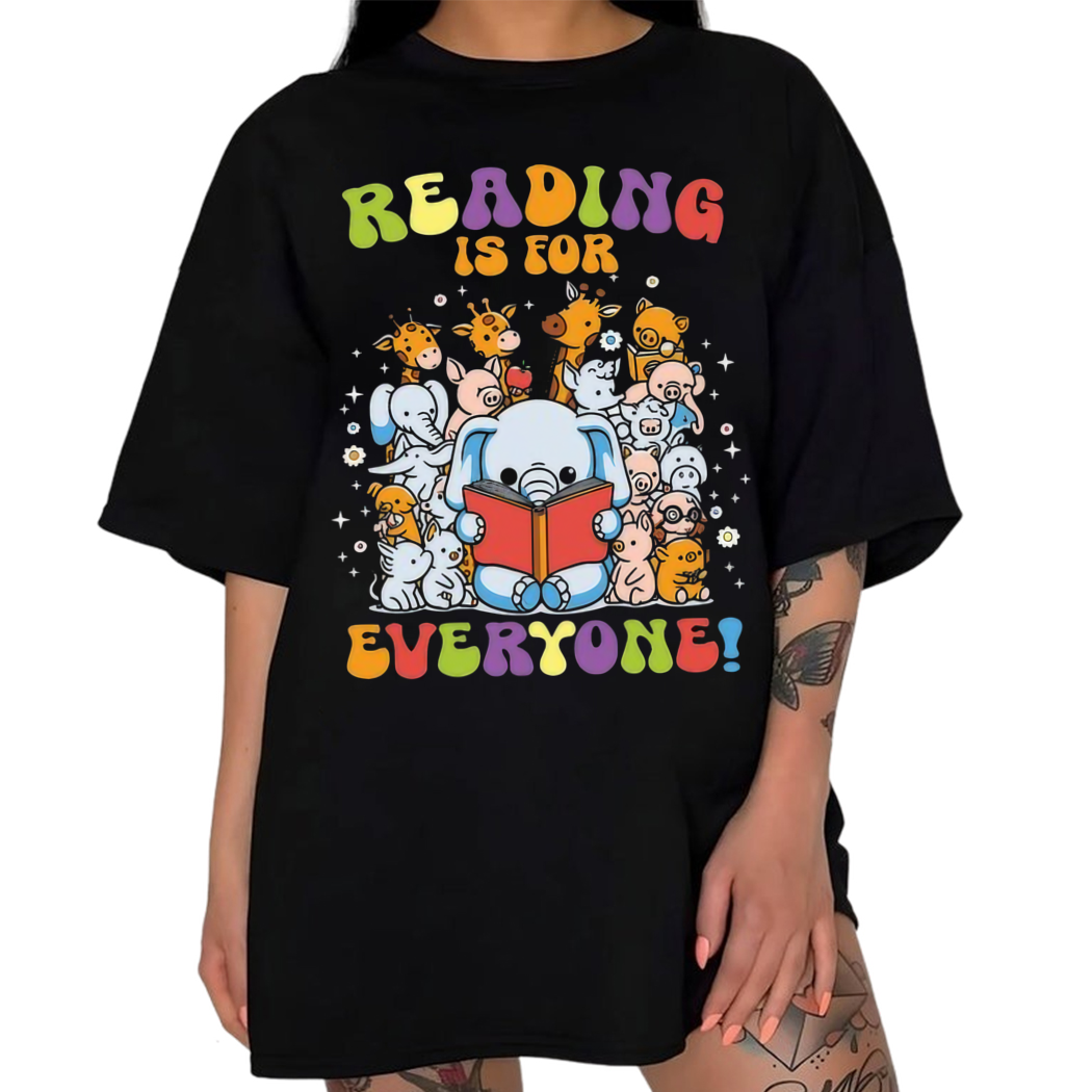 Reading is for Everyone Bookish Graphic Tee, Animal Shirt