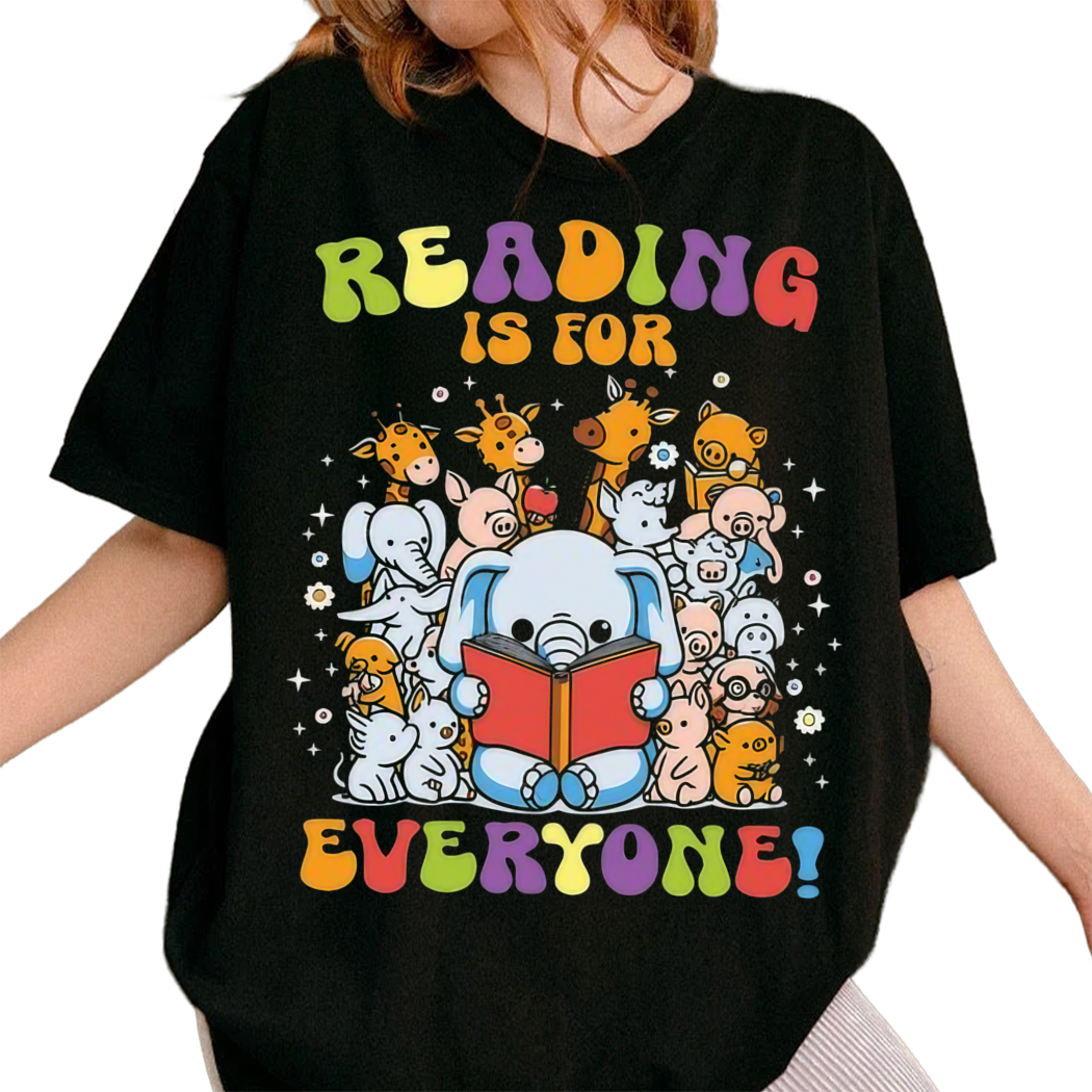 Reading is for Everyone Bookish Graphic Tee, Animal Shirt