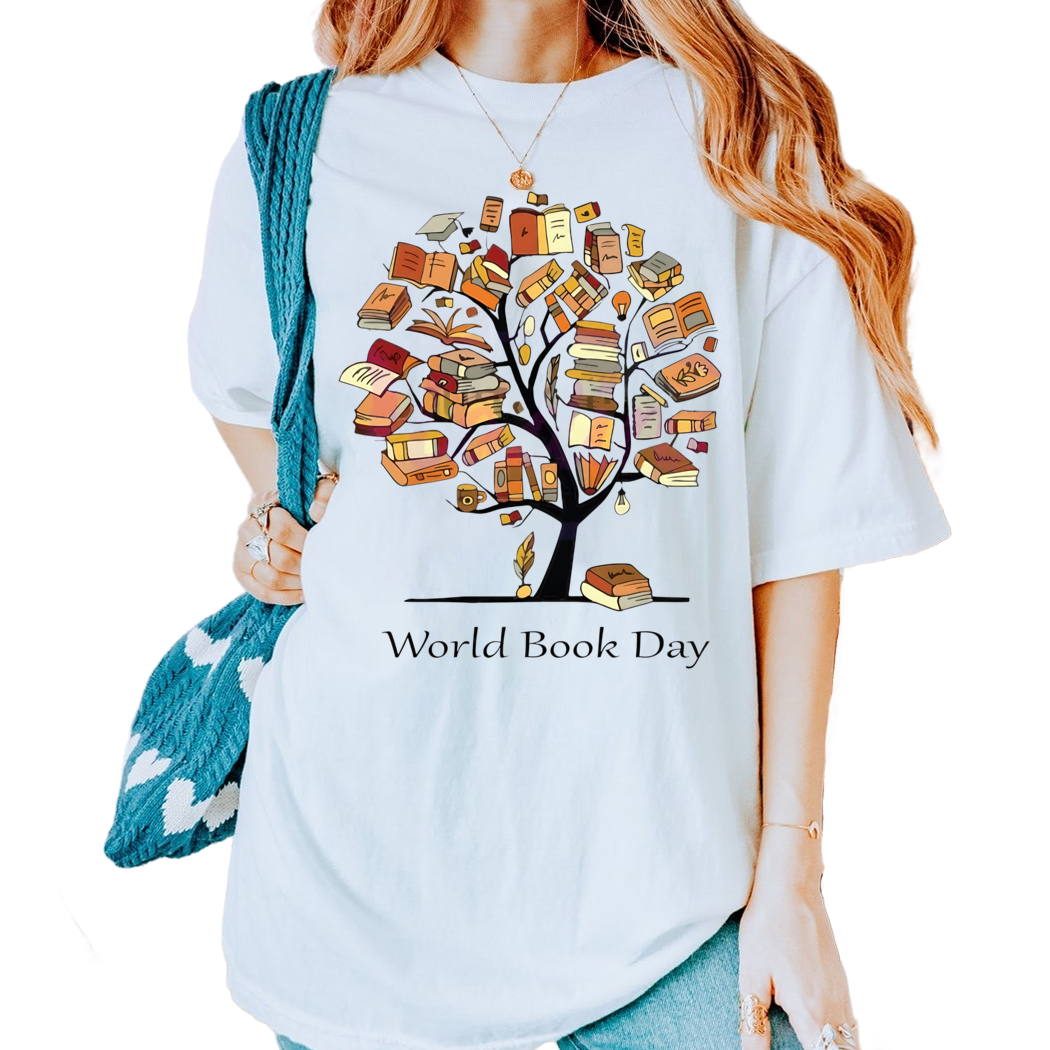 Retro World Book Day Tree Bookish Shirt