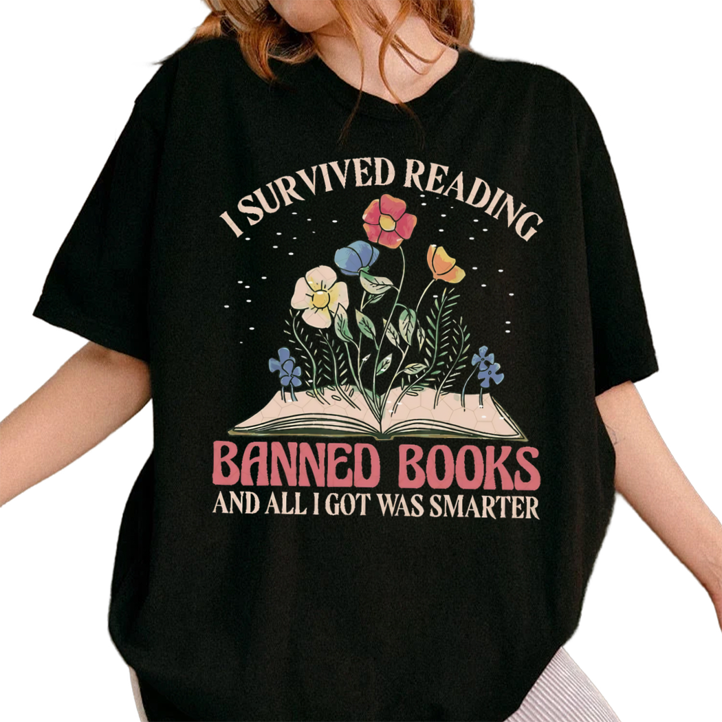 I Survived Reading Banned Books Shirt, Week Bookworm Banned Books Reader