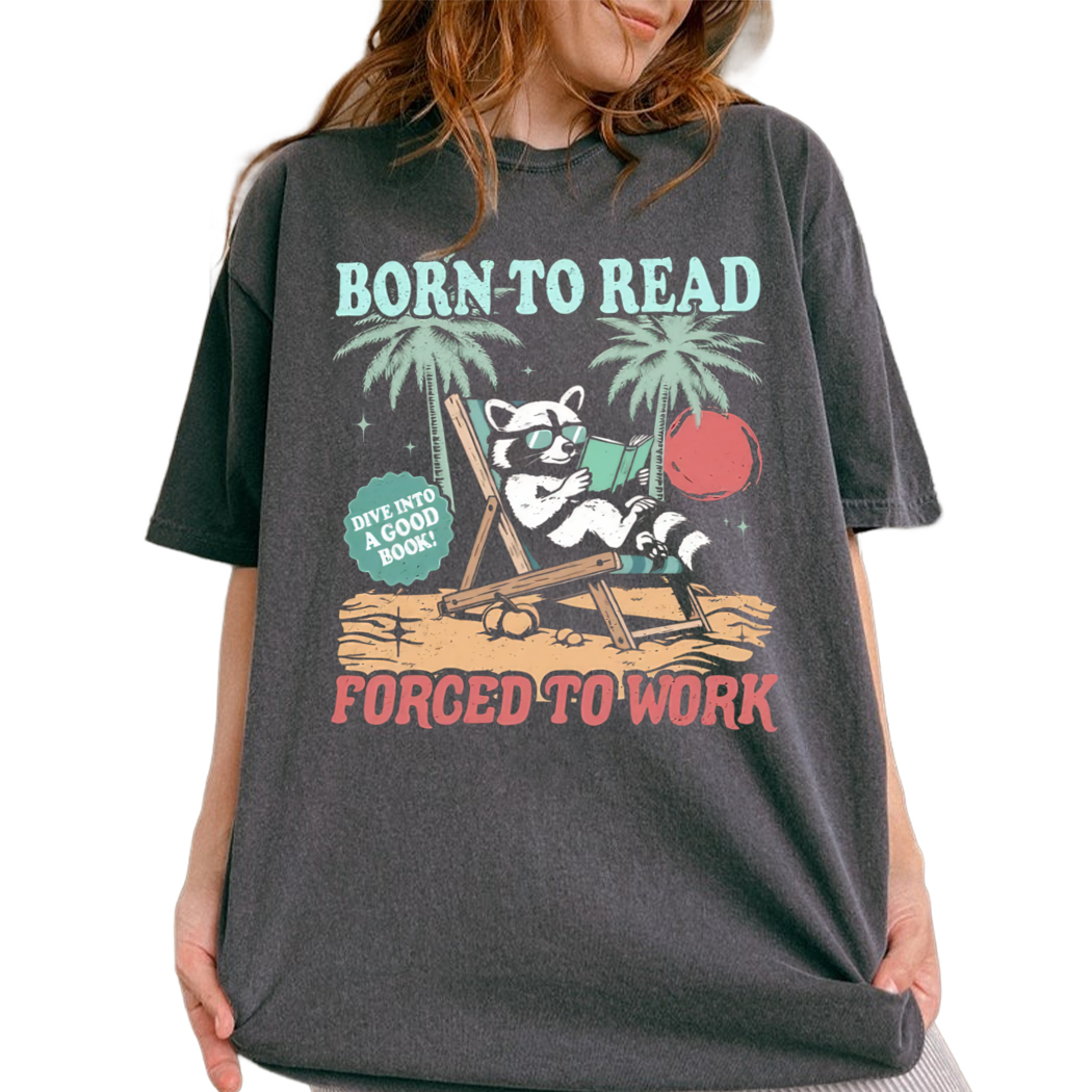 Raccoon Born To Read Shirt, Beach Book Lover Shirt, Funny Summer Bookish