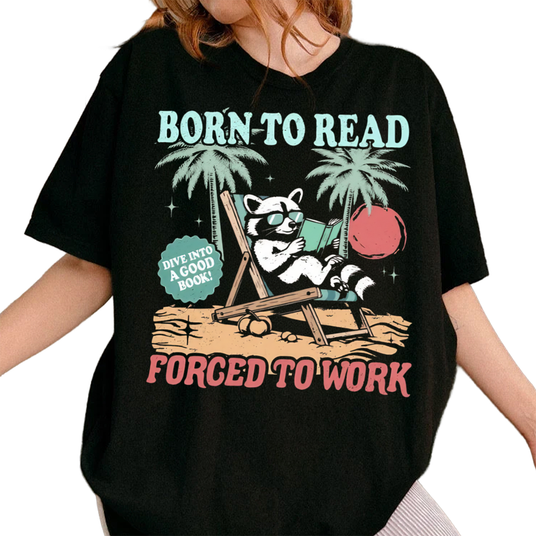 Raccoon Born To Read Shirt, Beach Book Lover Shirt, Funny Summer Bookish