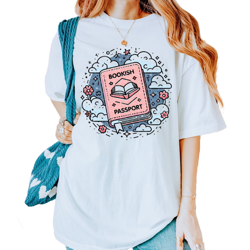 Bookish Passport Shirt, Cute Trendy Bookish Artsy Design for Tee