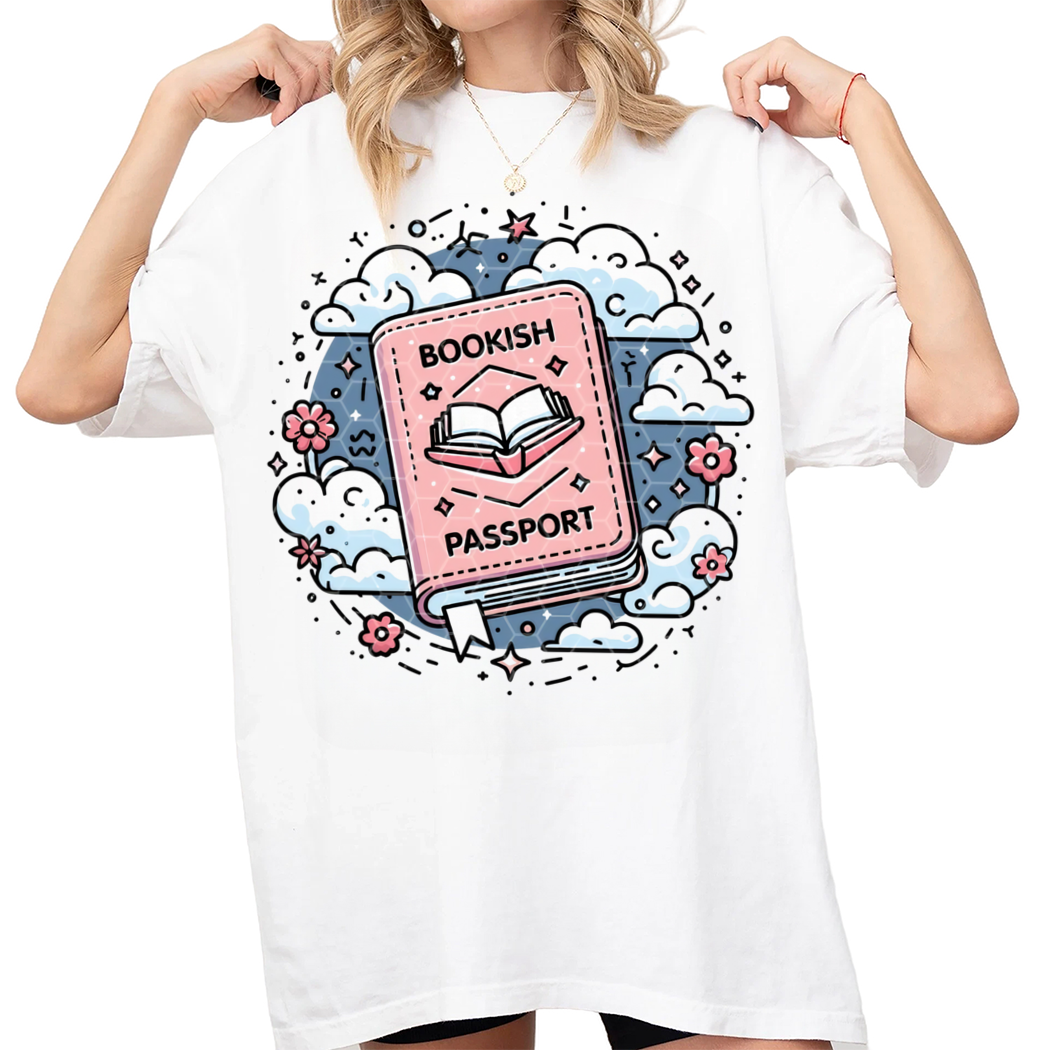 Bookish Passport Shirt, Cute Trendy Bookish Artsy Design for Tee