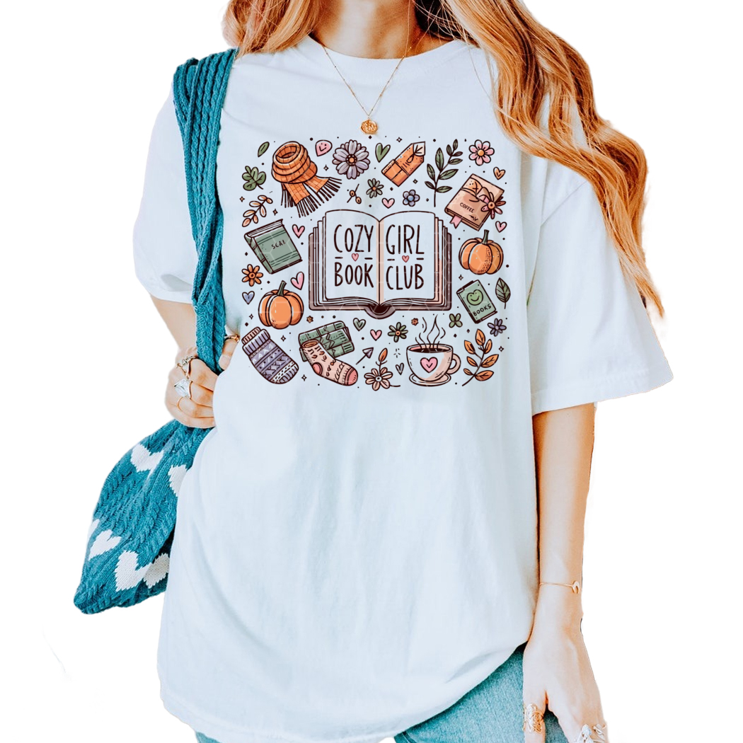 Cozy Girl Book Club Shirt, Cute Trendy Bookish Design for Shirts