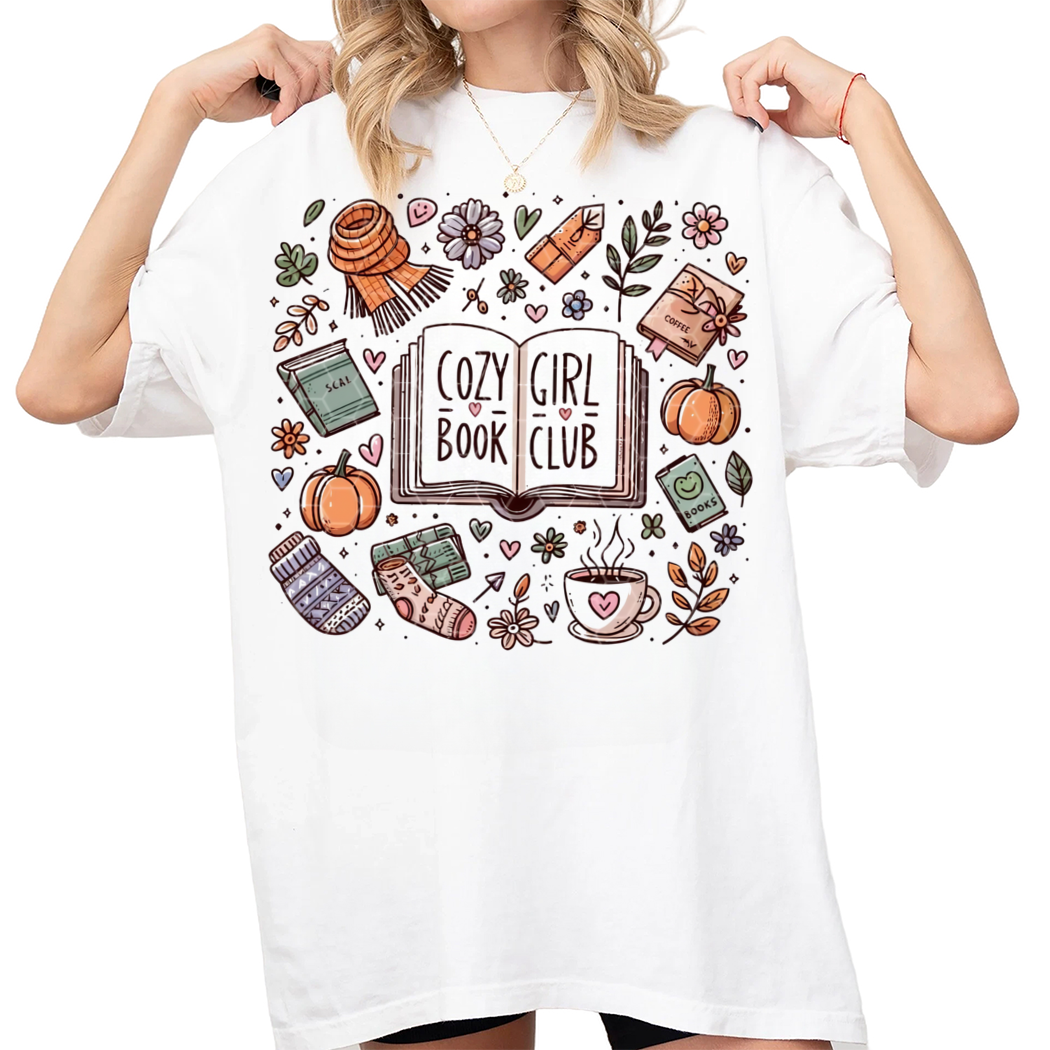 Cozy Girl Book Club Shirt, Cute Trendy Bookish Design for Shirts