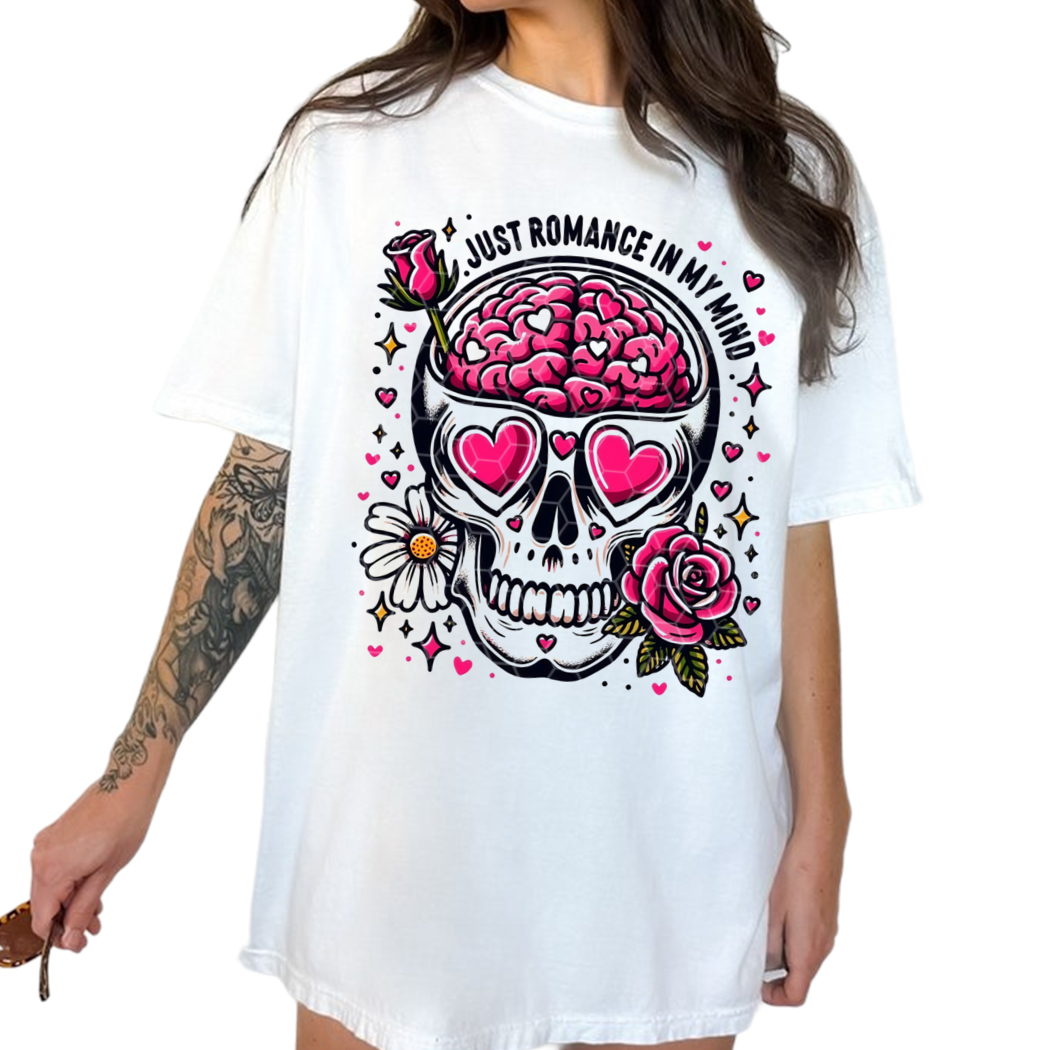 Just Romance In My Mind Shirt, Skull Romance Shirt